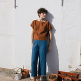 CU: Customized PUGLIA straight cut cropped linen pants (Size: L; Color: Dusty Lavender)