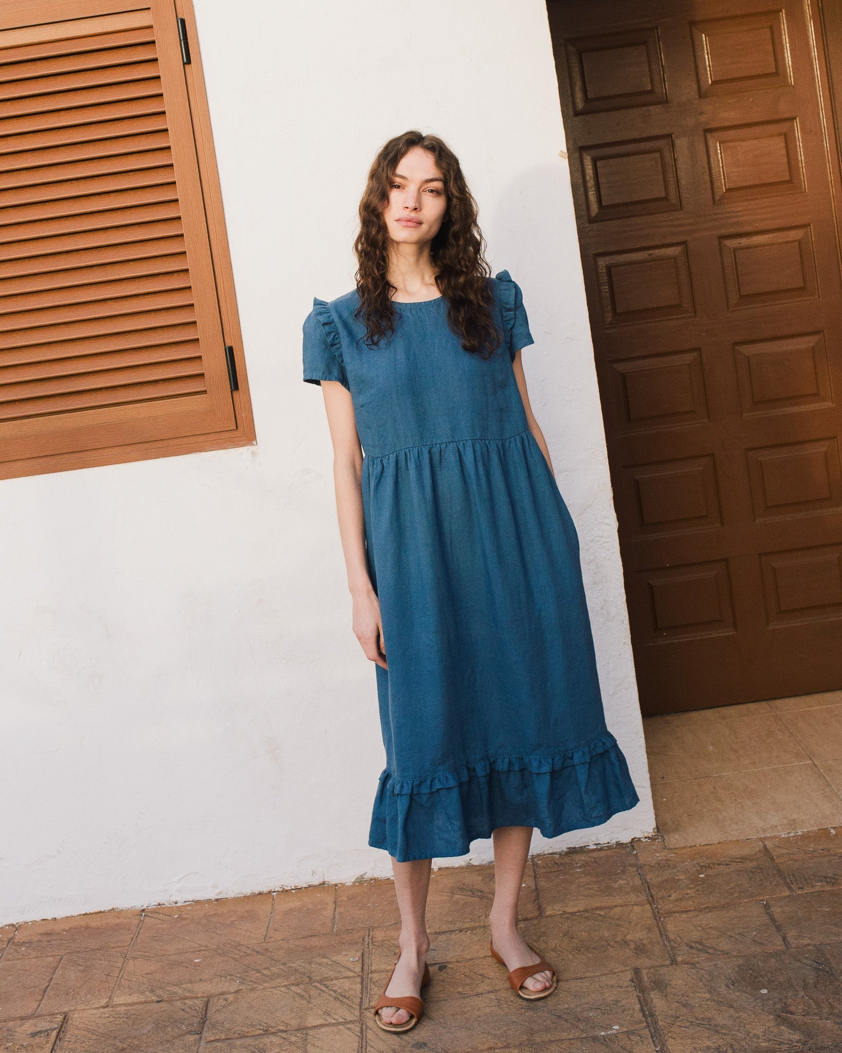 MARQUETTE ruffle linen dress - notperfectlinen