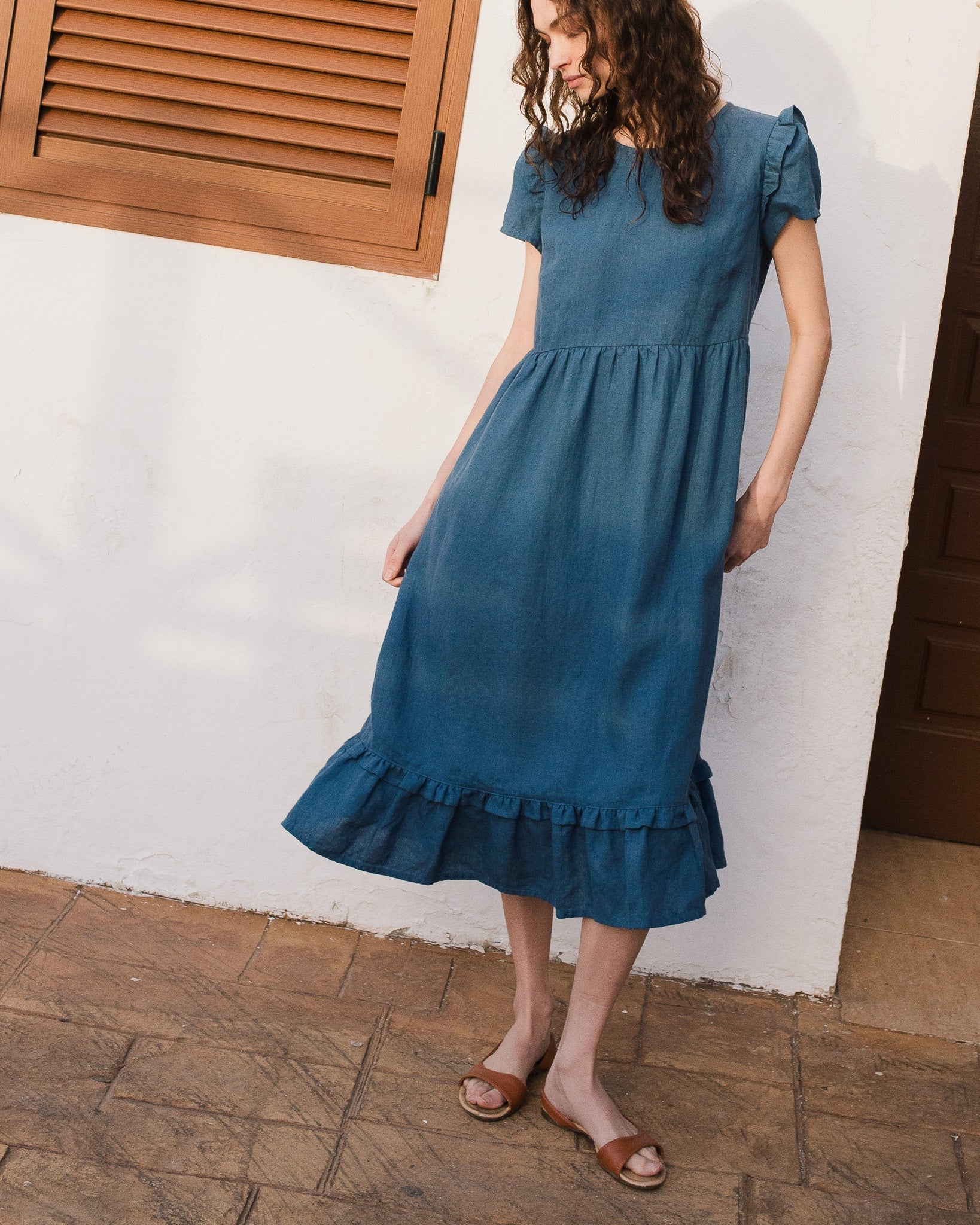 MARQUETTE ruffle linen dress - notperfectlinen