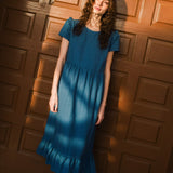 R: MARQUETTE ruffle linen dress (Size: S/M; Color: Indigo)