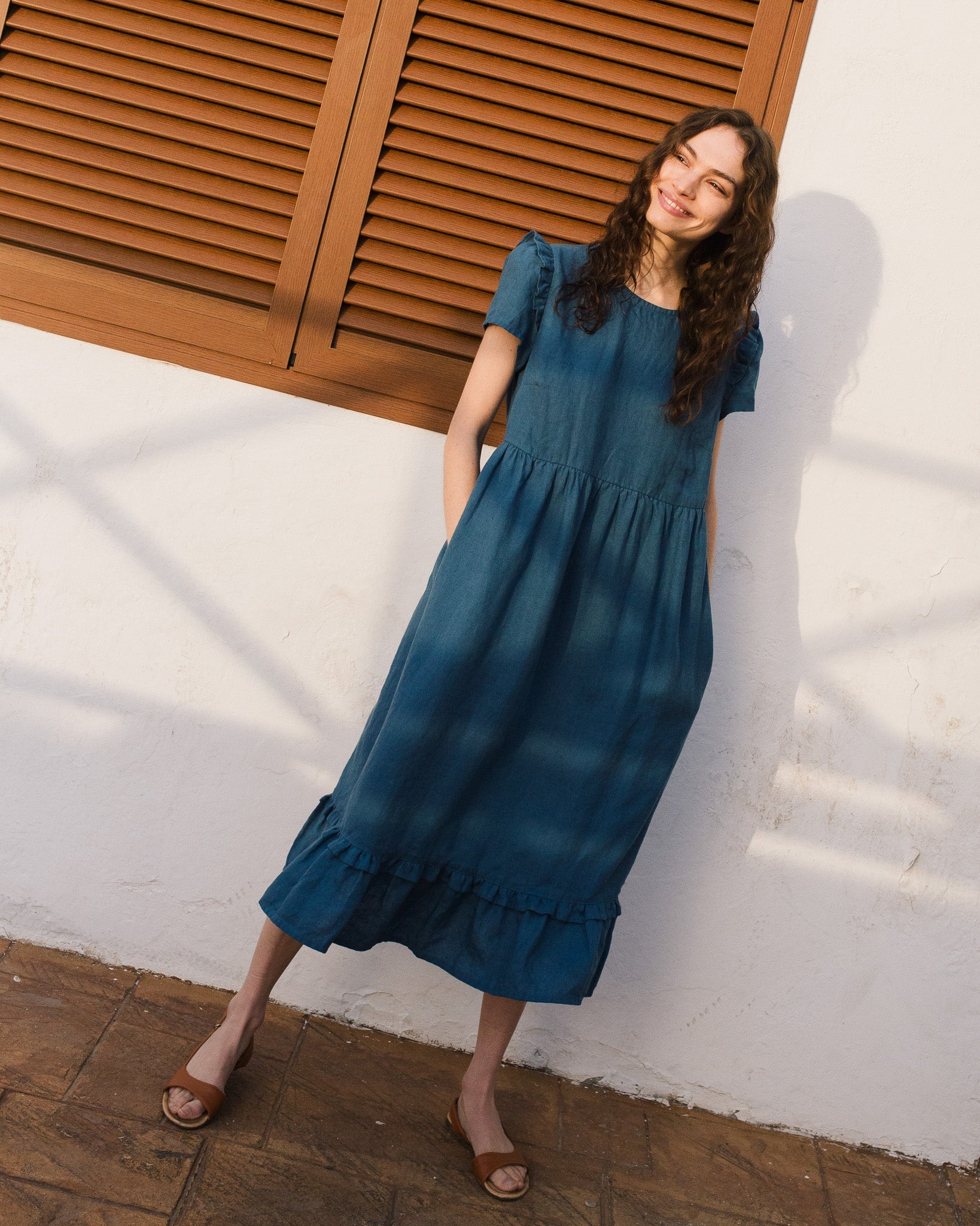 MARQUETTE ruffle linen dress - notperfectlinen
