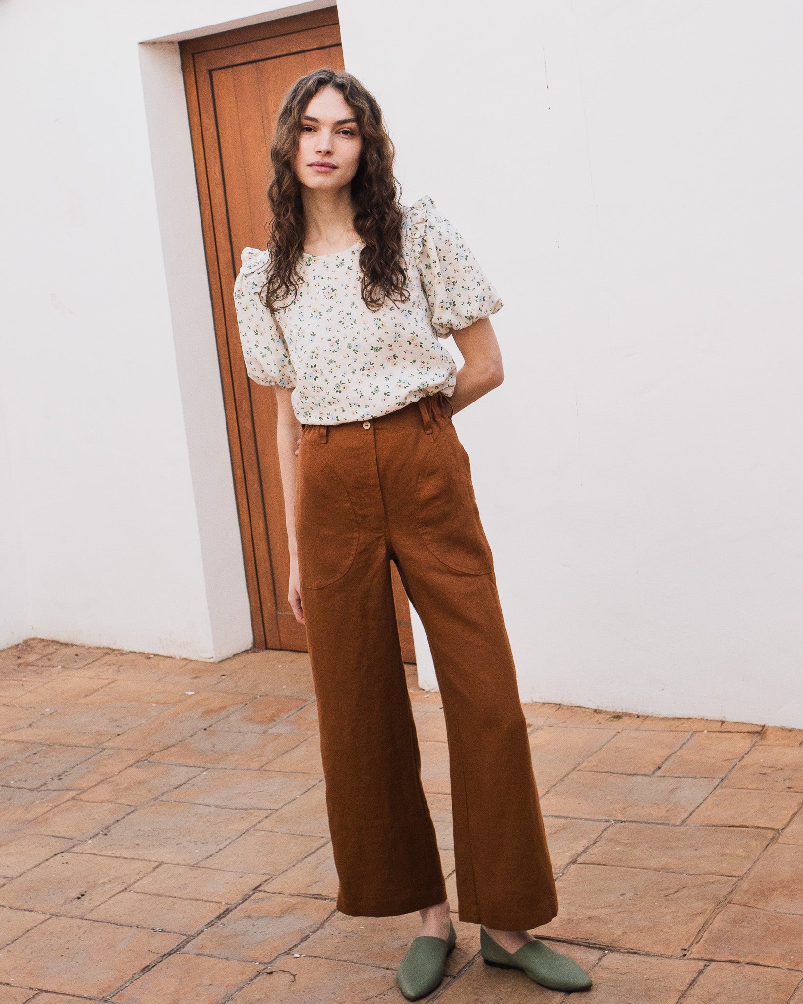 AROSA ruffle linen top - notperfectlinen