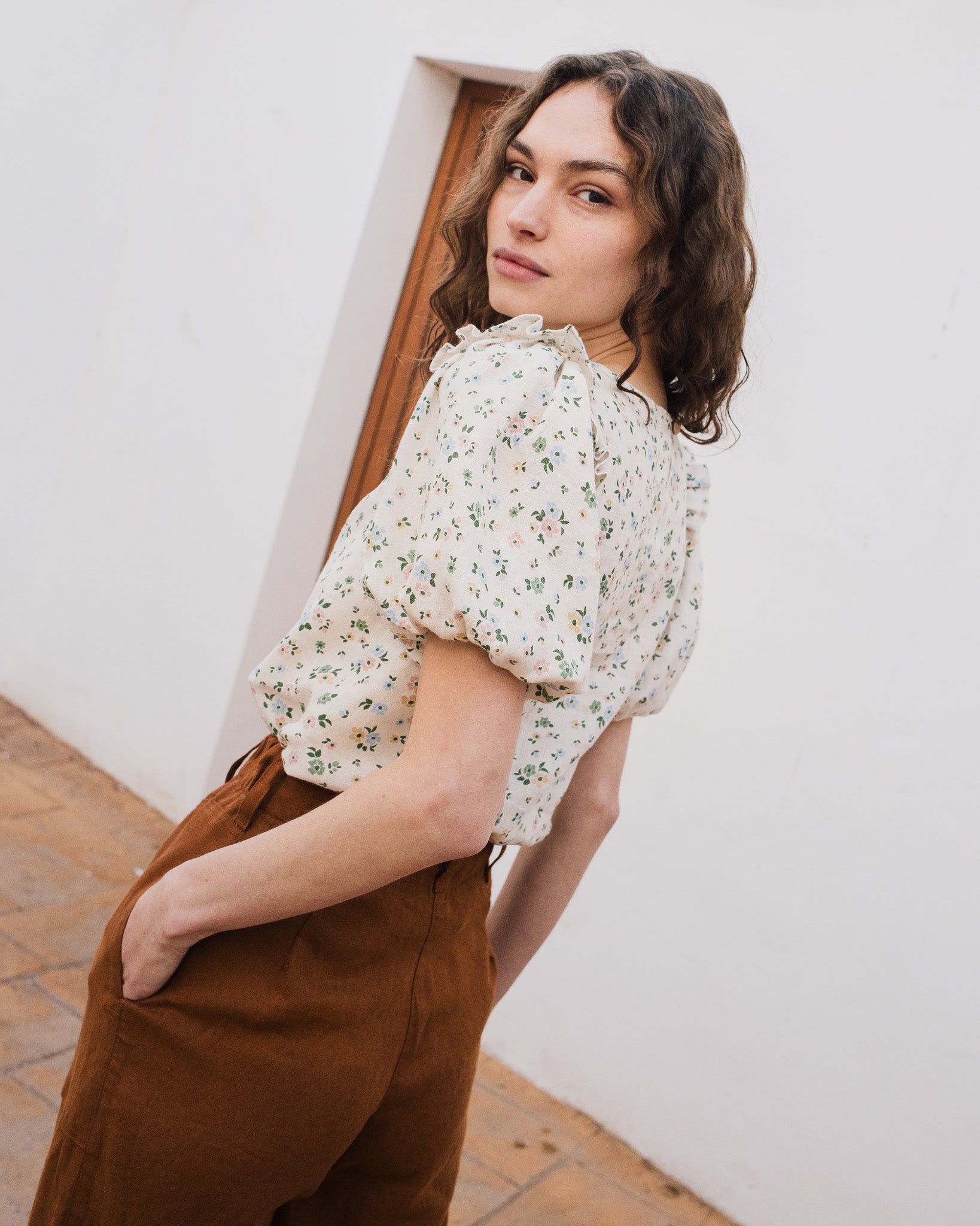 AROSA ruffle linen top - notperfectlinen