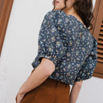 CARMEL puff sleeve linen top - notperfectlinen