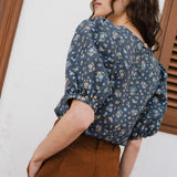 CARMEL puff sleeve linen top - notperfectlinen