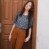 CARMEL puff sleeve linen top - notperfectlinen