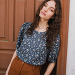 CARMEL puff sleeve linen top - notperfectlinen