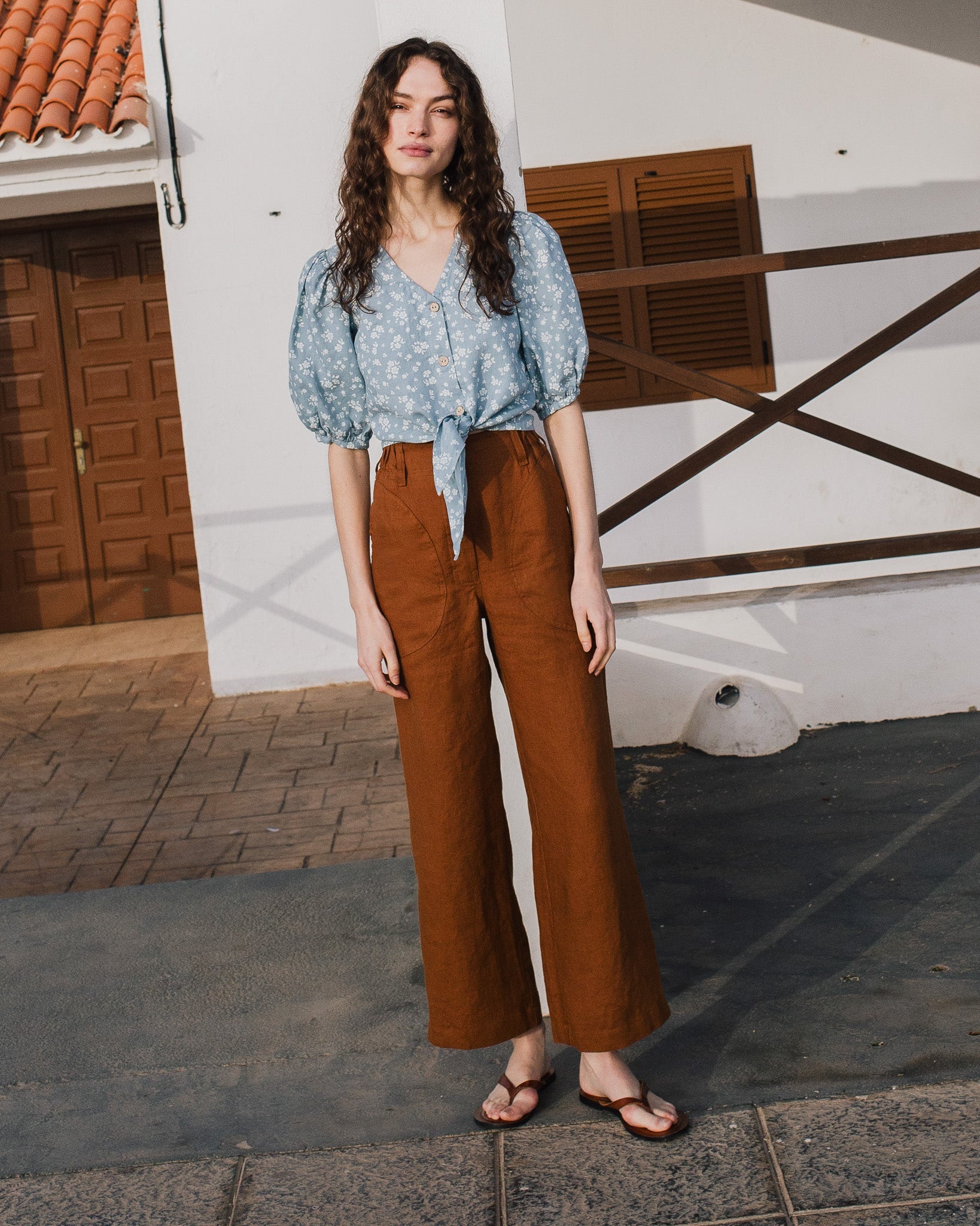 ELLA knot front button shirt linen - notperfectlinen