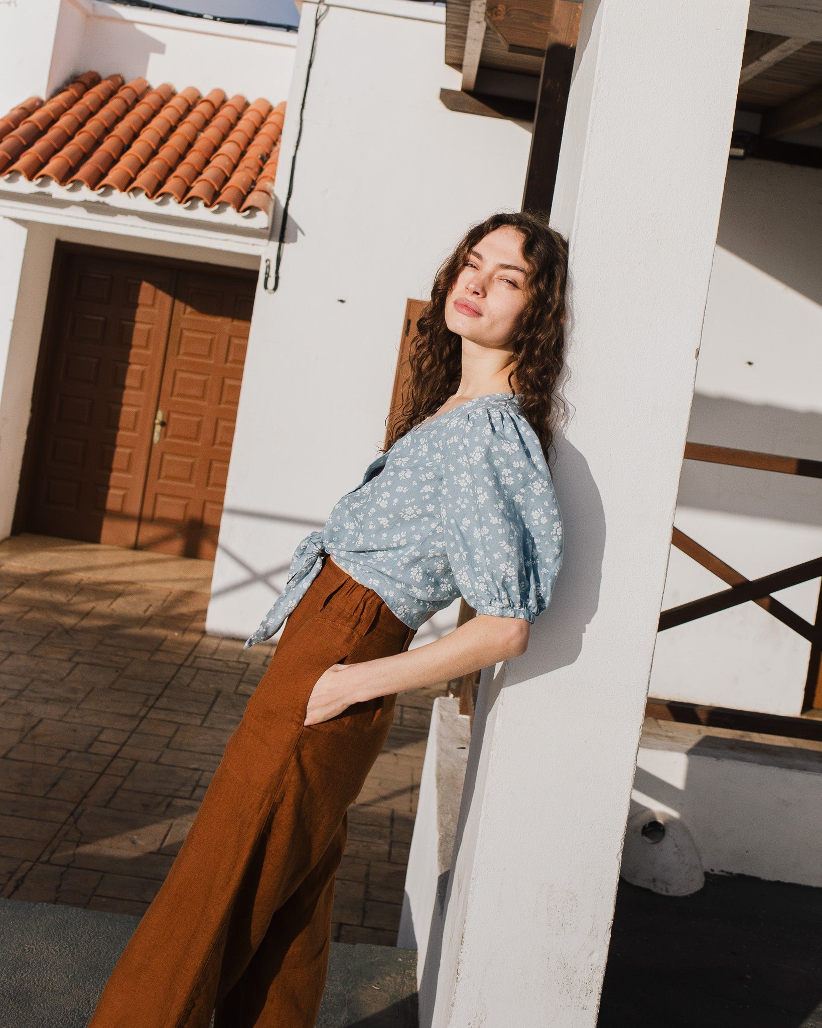 ELLA knot front button shirt linen - notperfectlinen