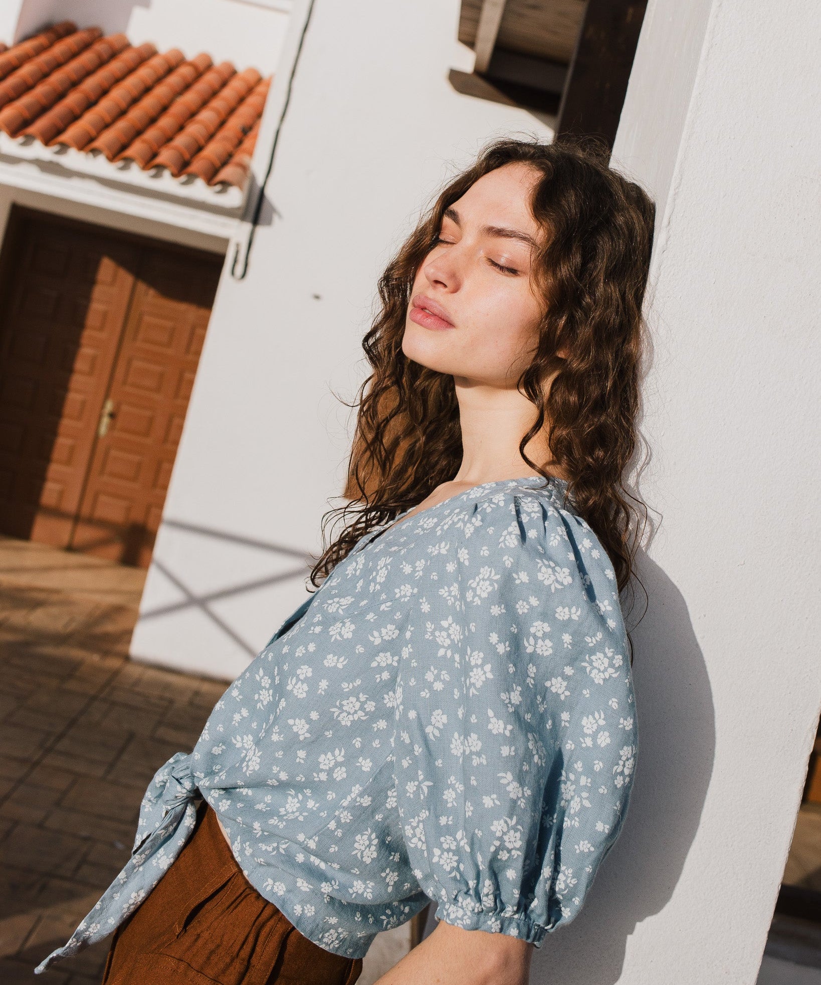 ELLA knot front button shirt linen - notperfectlinen