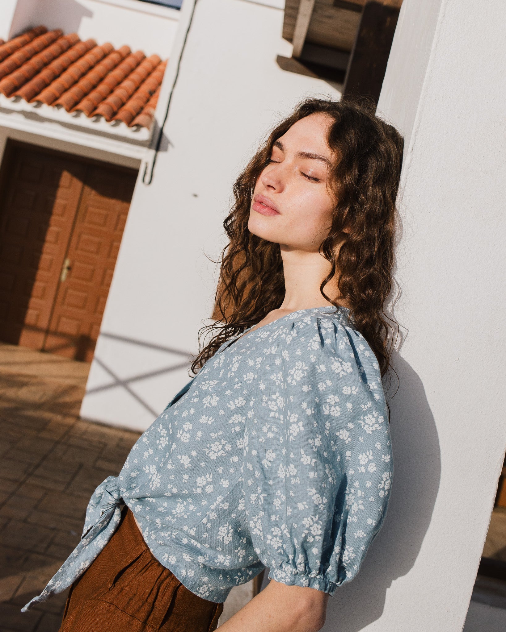 ELLA knot front button shirt linen - notperfectlinen