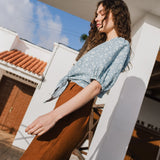 ELLA knot front button shirt linen - notperfectlinen