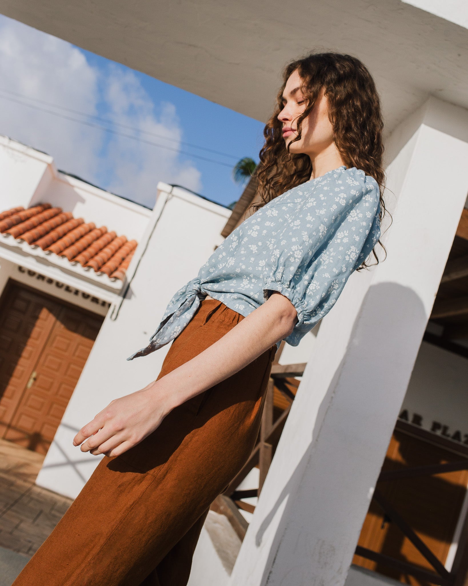 ELLA knot front button shirt linen - notperfectlinen