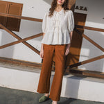 MELINA bow tie linen blouse - notperfectlinen