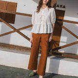 MELINA bow tie linen blouse - notperfectlinen