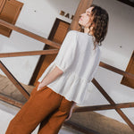 MELINA bow tie linen blouse - notperfectlinen