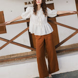 MELINA bow tie linen blouse