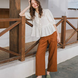 MELINA bow tie linen blouse - notperfectlinen