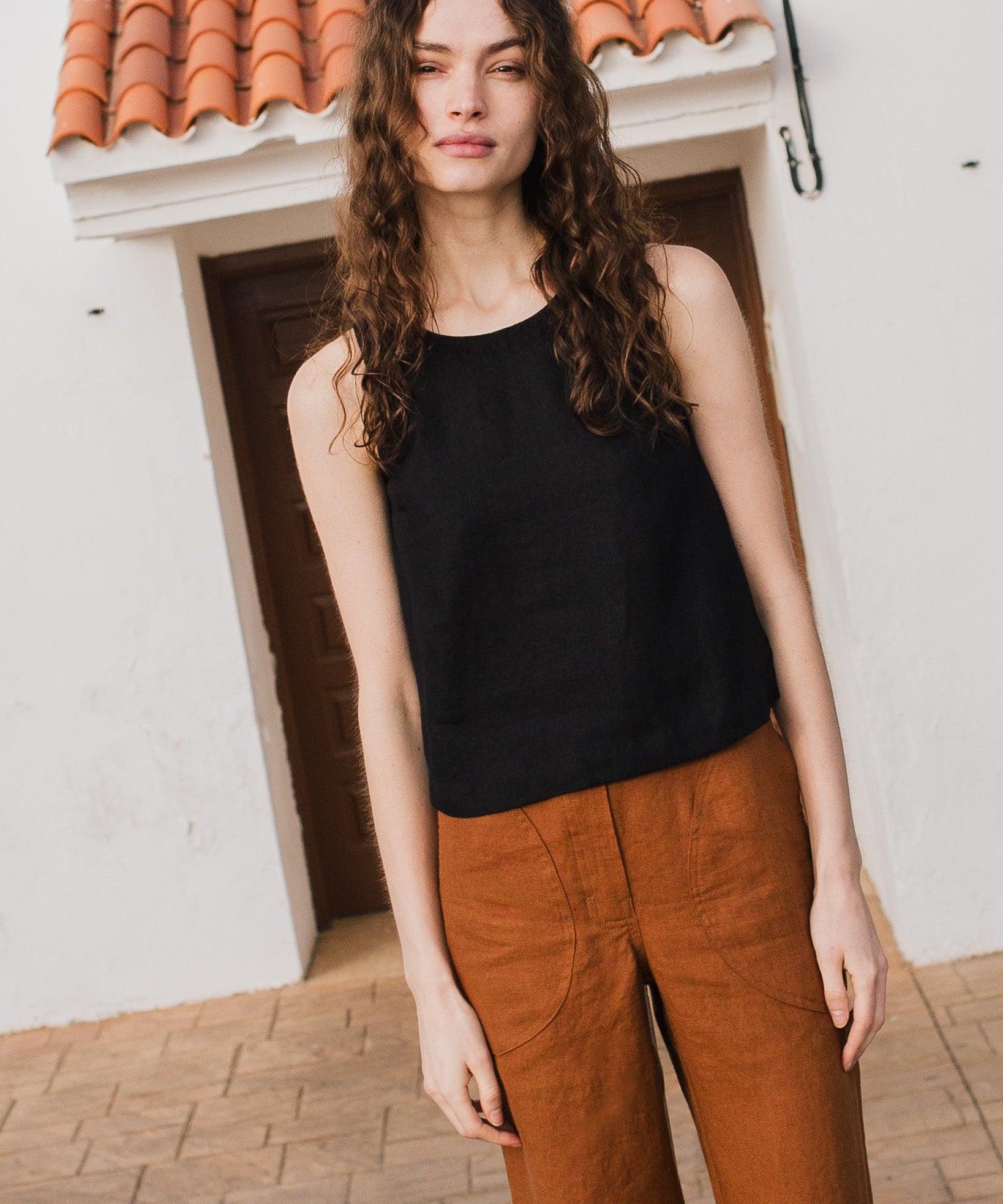 BAY cropped linen top - notperfectlinen