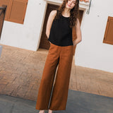 R: BAY cropped linen top (Size: S; Color: Light Deepest Black)
