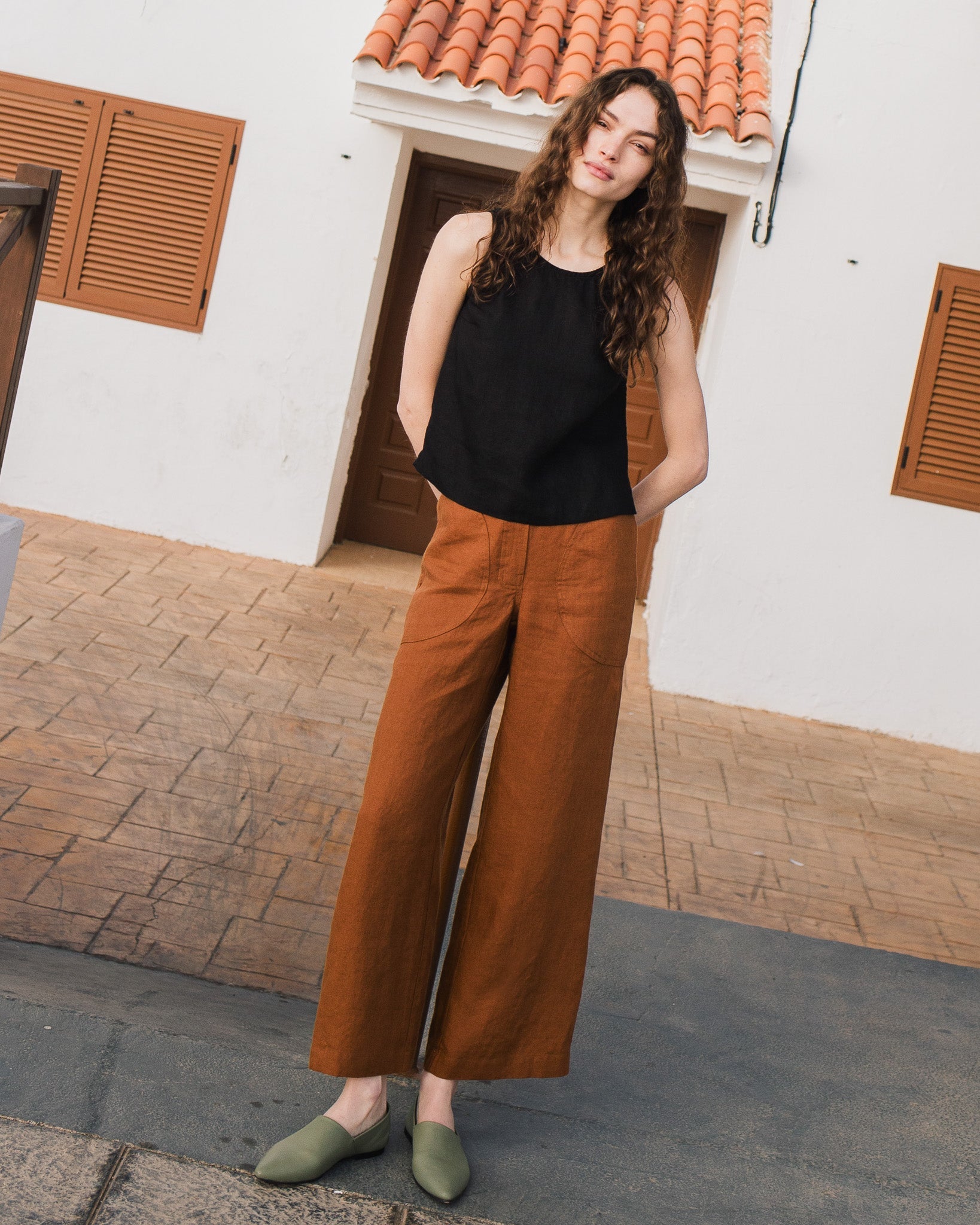 BAY cropped linen top - notperfectlinen
