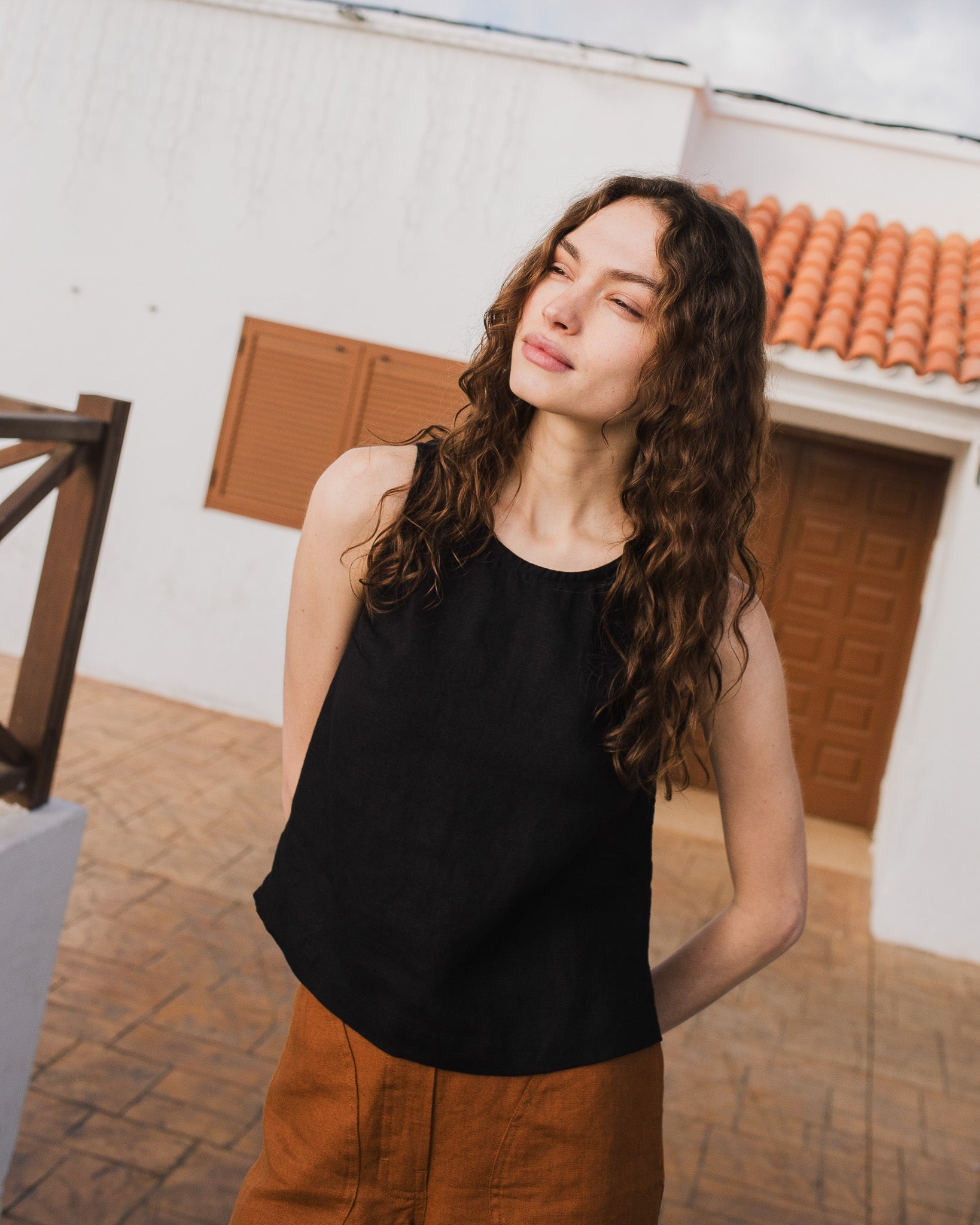 BAY cropped linen top - notperfectlinen