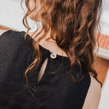 R: BAY cropped linen top (Size: S; Color: Light Deepest Black)