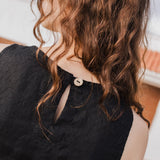 R: BAY cropped linen top (Color: Natural/Grey Stripes; Size: XS)