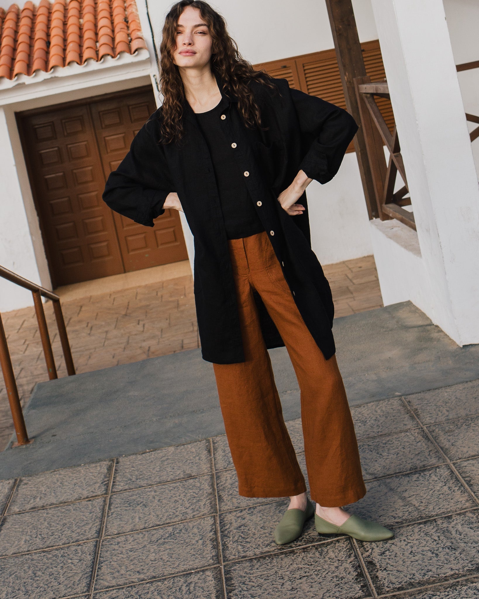 LIVORNO-2 oversized linen collar shirt - notperfectlinen