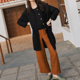 R: BAY cropped linen top (Size: S; Color: Light Deepest Black)