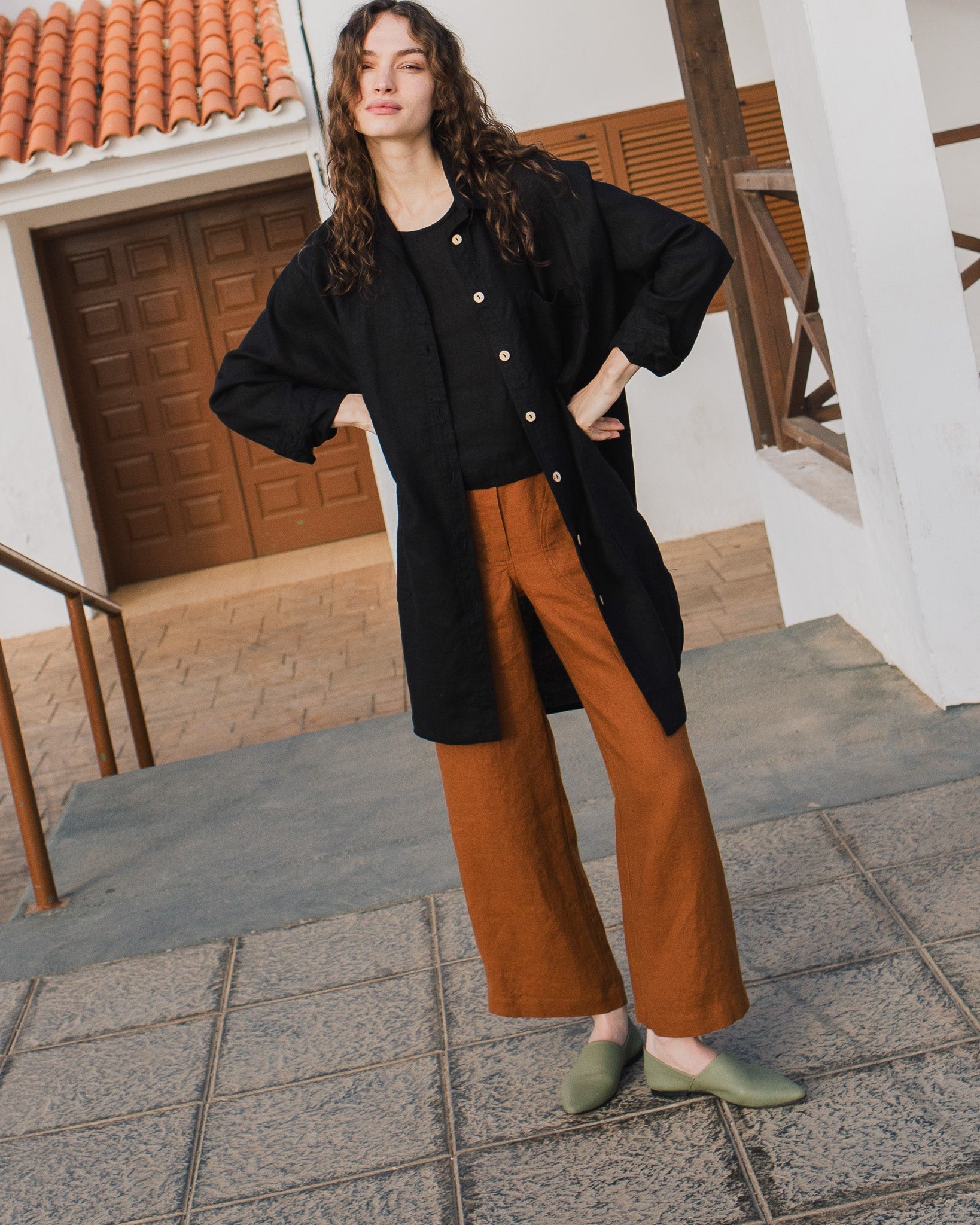 LIVORNO-2 oversized linen collar shirt - notperfectlinen