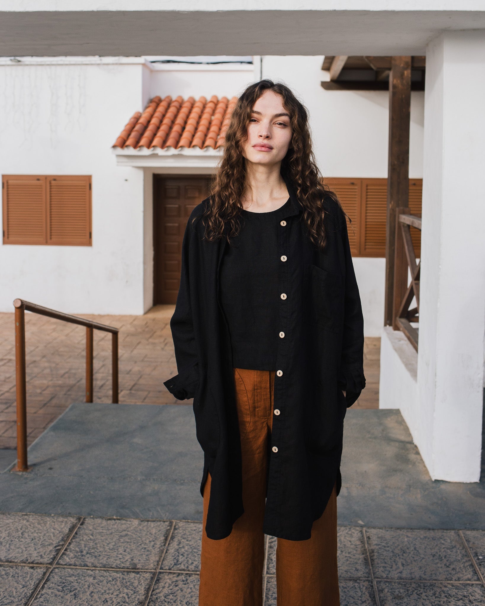 LIVORNO-2 oversized linen collar shirt - notperfectlinen
