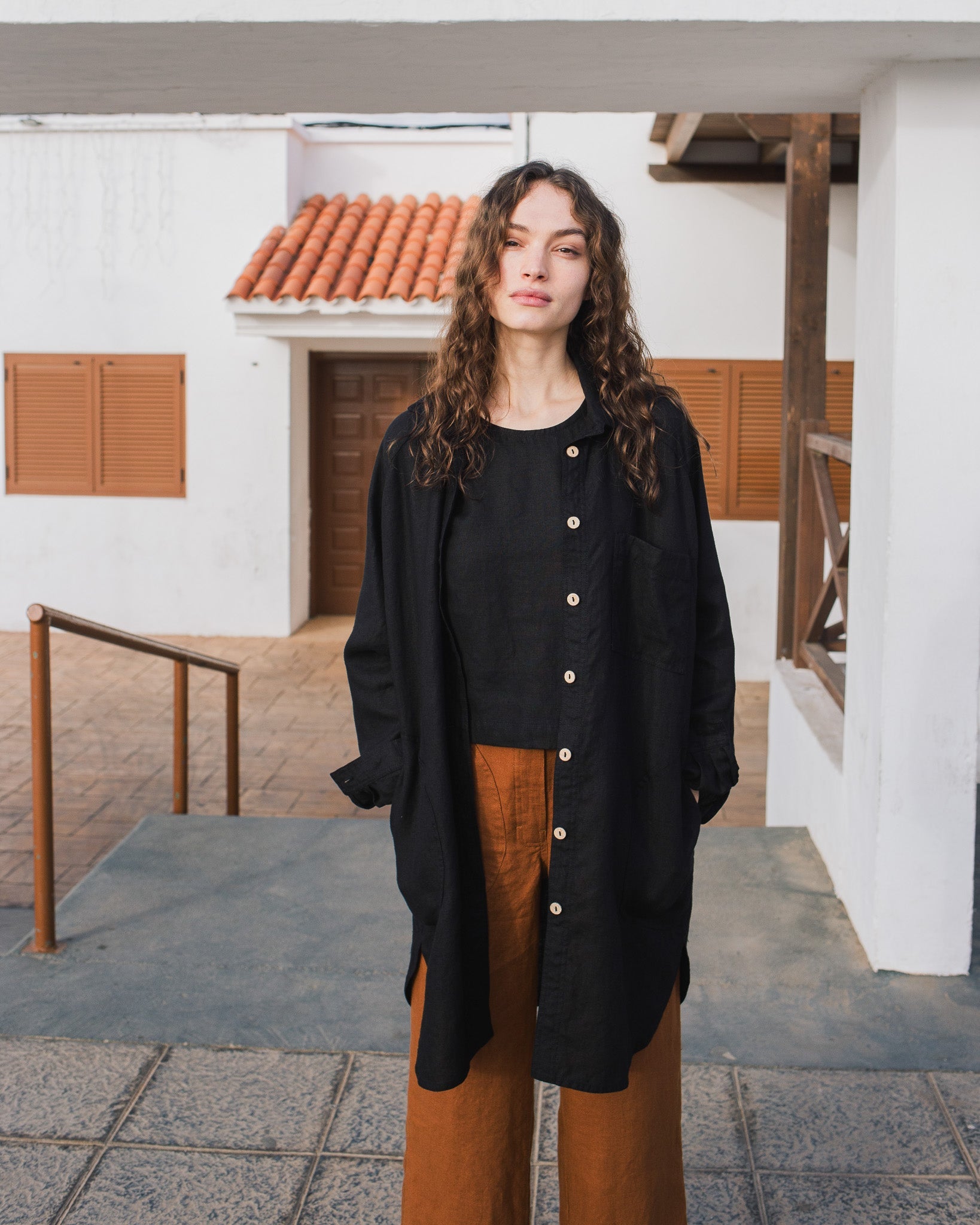 BAY cropped linen top - notperfectlinen