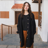 R: BAY cropped linen top (Size: S; Color: Light Deepest Black)