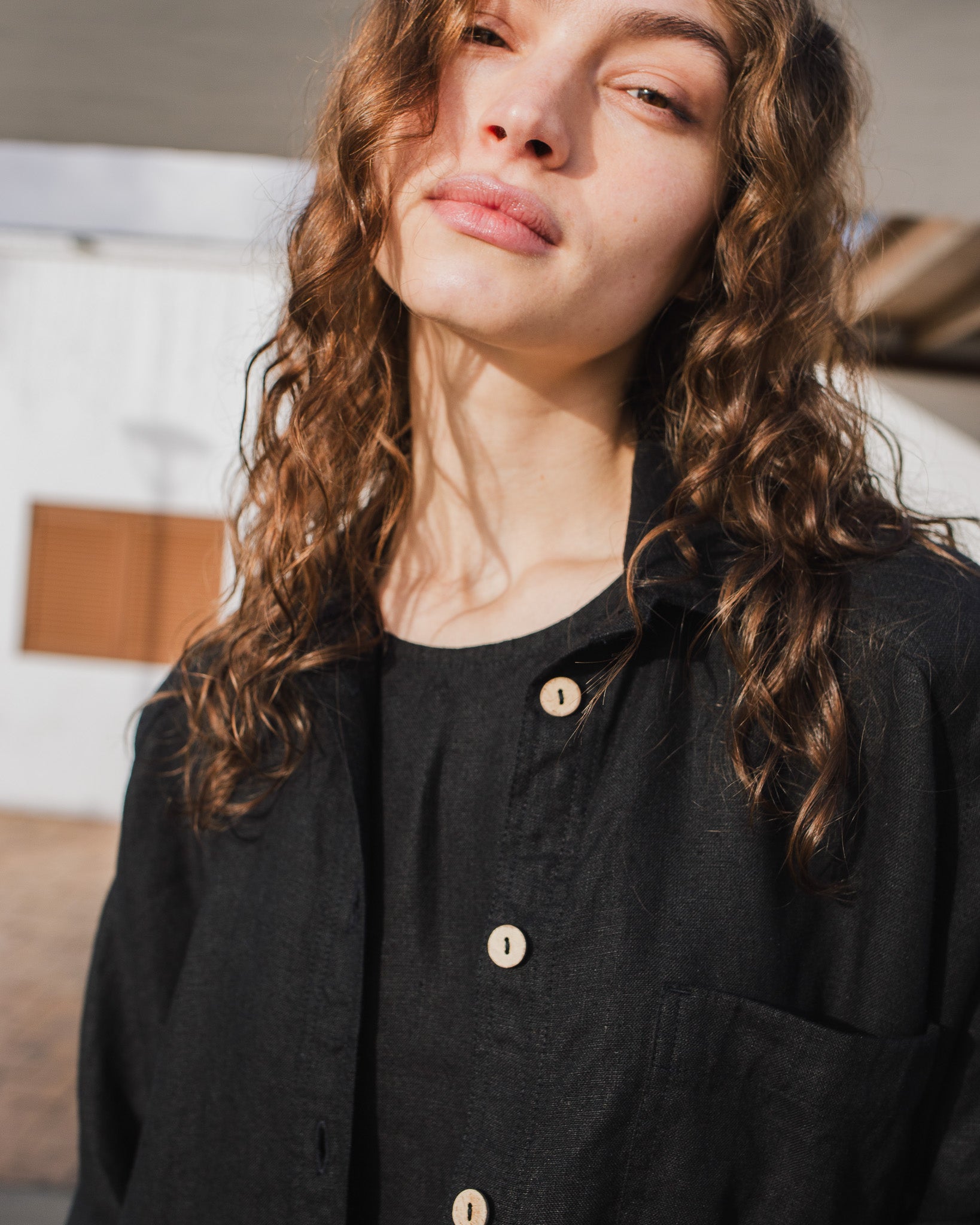 LIVORNO-2 oversized linen collar shirt - notperfectlinen