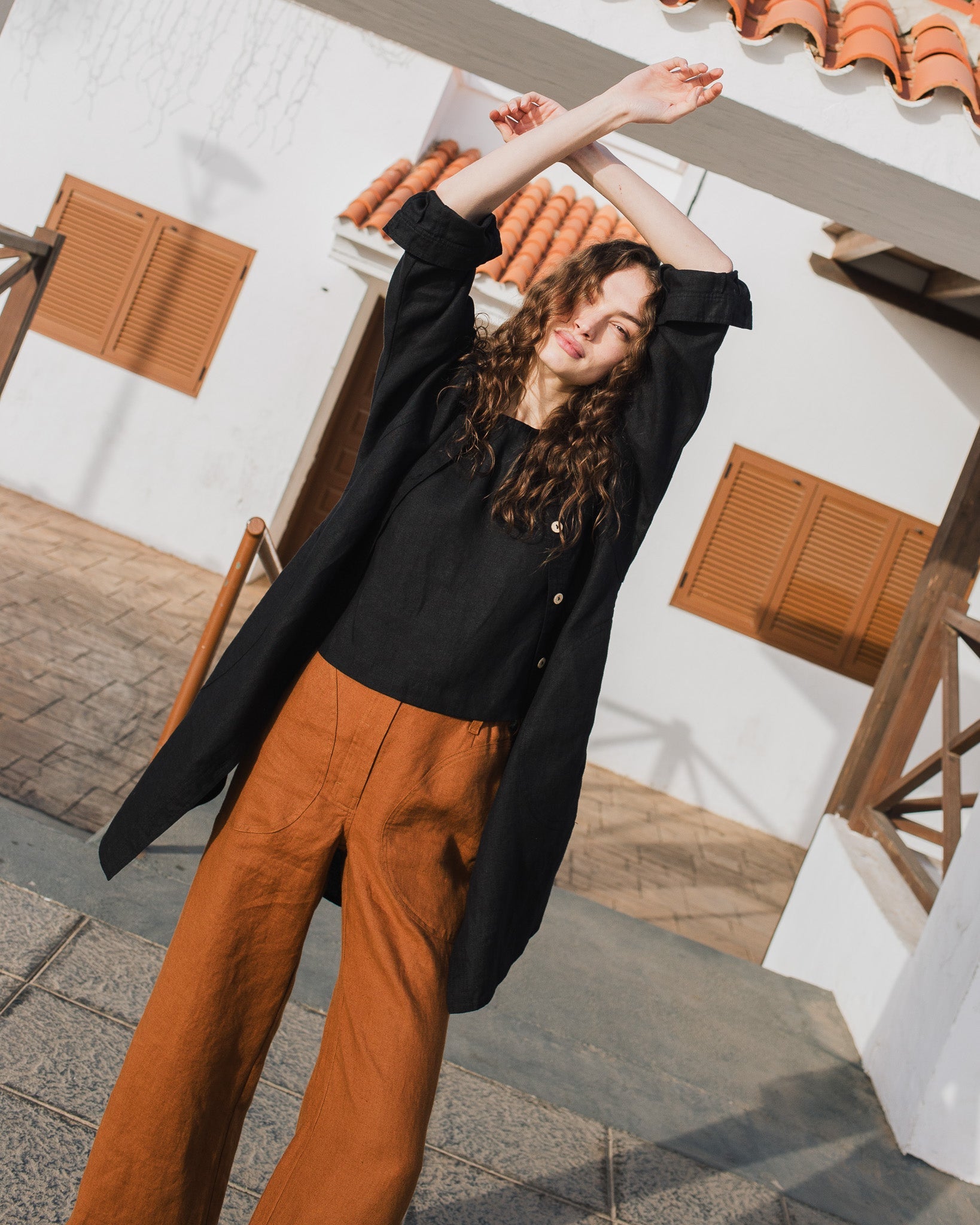 LIVORNO-2 oversized linen collar shirt - notperfectlinen