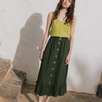 EUREKA ruffled hem buttoned linen skirt - notperfectlinen