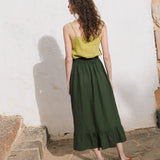 EUREKA ruffled hem buttoned linen skirt - notperfectlinen