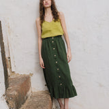 EUREKA ruffled hem buttoned linen skirt - notperfectlinen