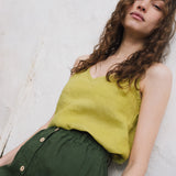 EUREKA ruffled hem buttoned linen skirt - notperfectlinen