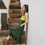 EUREKA ruffled hem buttoned linen skirt - notperfectlinen