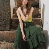 EUREKA ruffled hem buttoned linen skirt - notperfectlinen