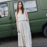 R: WILLOW maxi linen skirt (Size: S; Color: Light Red Checks)