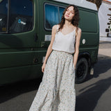 R: WILLOW maxi linen skirt (Size: S; Color: Light Red Checks)