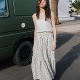 R: WILLOW maxi linen skirt (Size: S; Color: Light Red Checks)
