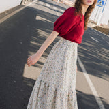 R: WILLOW maxi linen skirt (Size: S; Color: Light Red Checks)