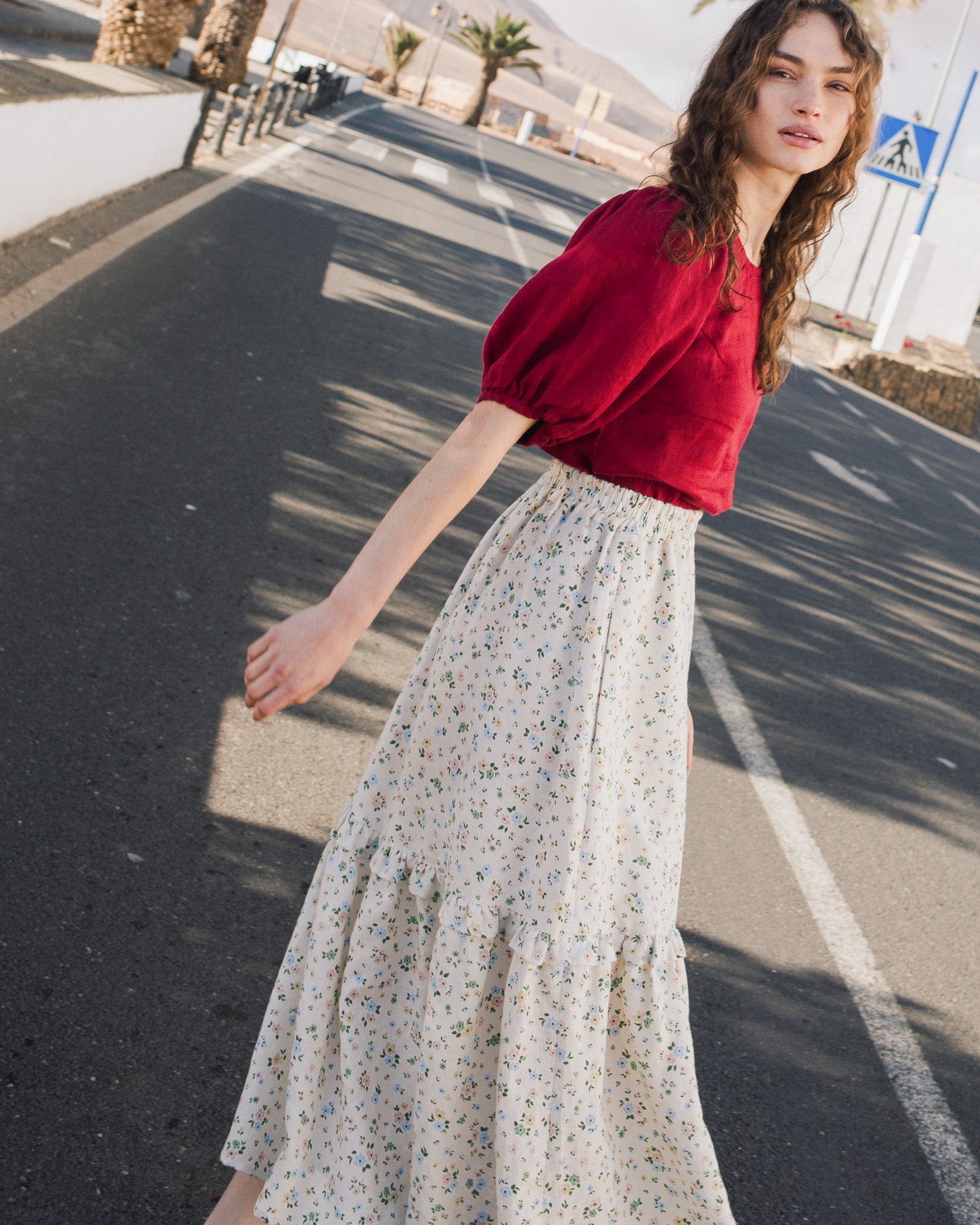 CARMEL puff sleeve linen top - notperfectlinen