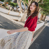 R: WILLOW maxi linen skirt (Size: S; Color: Light Red Checks)