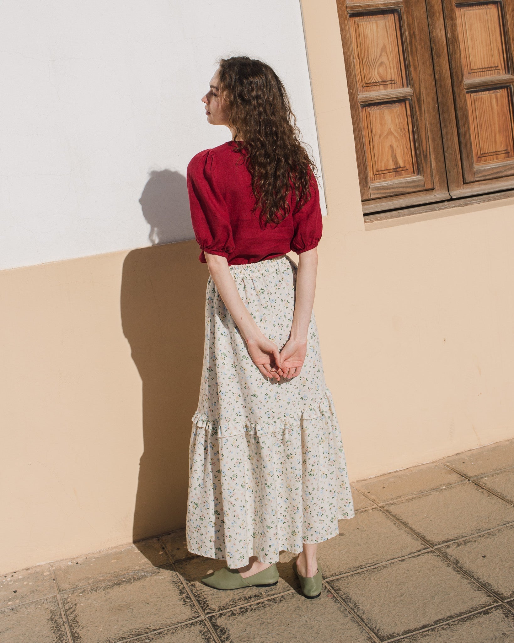 CARMEL puff sleeve linen top - notperfectlinen