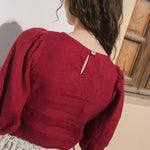 CARMEL puff sleeve linen top - notperfectlinen